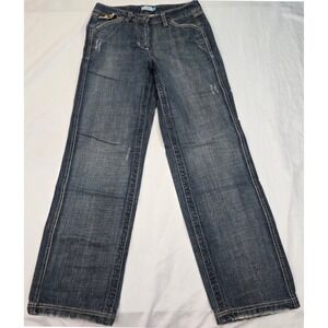 JUST... Low Rise Jeans W29 L30 Studded Embellished Pocket Dark Wash‎ Y2K Style
